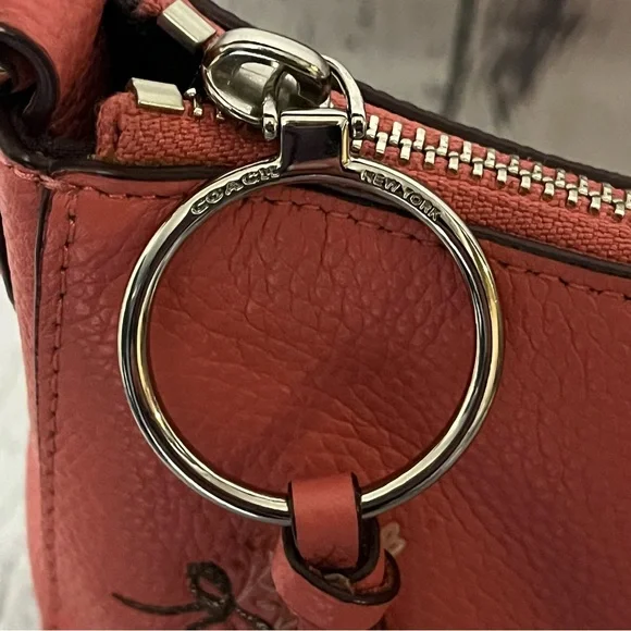 Rare! Coach Sutton Pink Leather Floral Crossbody Bag (Style #55373) - Picture 16 of 17